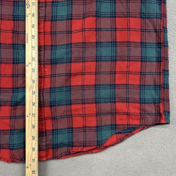 VTG LL Bean Flannel Shirt L Tall Red Green Tartan Plaid USA Made Gorpcore 90s‎ - Picture 6 of 9